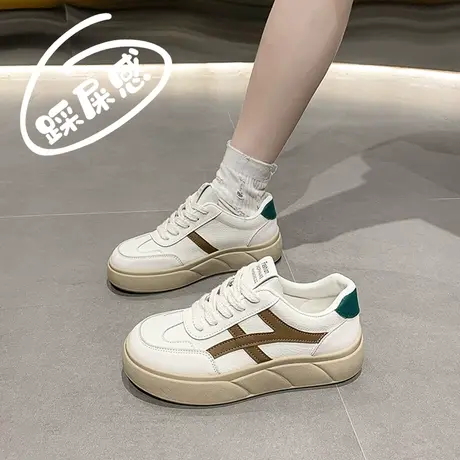 真皮板鞋女2024春季新款学生小白鞋经典百搭休闲运动鞋软底阿甘鞋商品大图