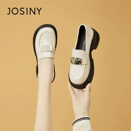 Josiny/卓诗尼jk鞋子厚底乐福鞋女2023冬季新款英伦风一脚蹬单鞋商品大图