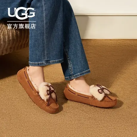 UGG秋季女士便鞋双蝴蝶结款舒适平底休闲乐福豆豆鞋 1118913图片