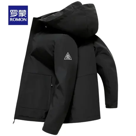 【牛奶丝】罗蒙夹克男士2024春季新款时尚休闲可拆卸连帽上衣外套商品大图