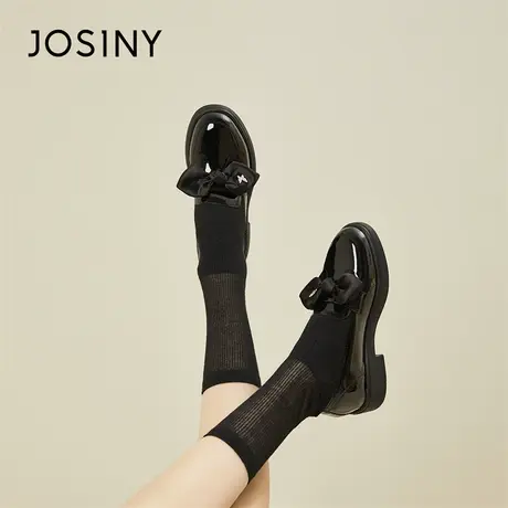 Josiny/卓诗尼乐福鞋女2024春季新款蝴蝶结小皮鞋学院风百搭单鞋商品大图
