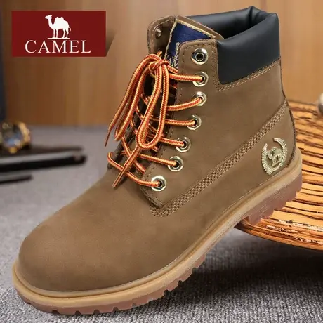 Camel/骆驼男鞋 冬季加厚高帮圆头牛皮休闲马丁靴子 大头鞋短靴潮商品大图