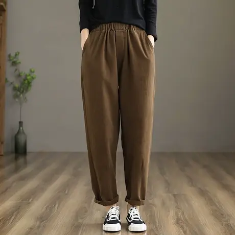 dza 高腰休闲裤女士长裤2022早春新款裤子女百搭直筒裤宽松哈伦裤图片