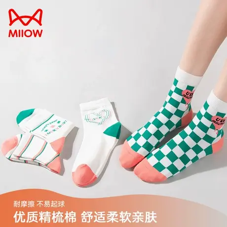 MIIOW/猫人袜子4双装甜美休闲潮流针织保暖舒适潮袜秋冬季中筒袜图片