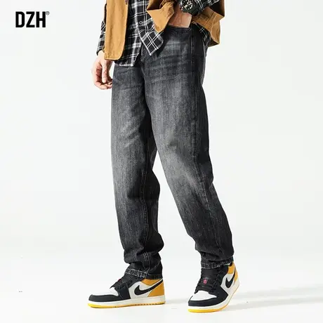 男士烟灰色牛仔裤男直筒宽松潮牌休闲裤子2023新款大码长裤阔腿裤图片