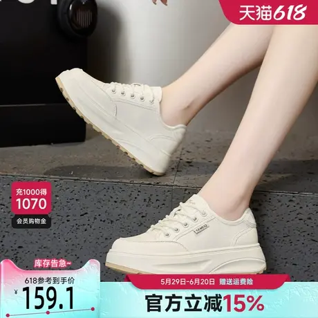 戈美其松糕厚底小白鞋女2025春季新款春天透气的女鞋百搭休闲板鞋商品大图