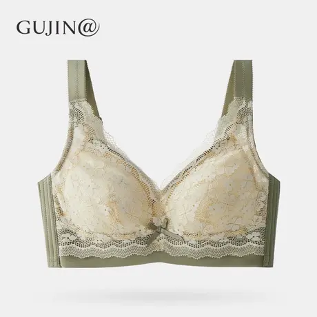 古今@蕾丝花边全罩杯大胸显小文胸收副乳防下垂天然乳胶内衣女士图片