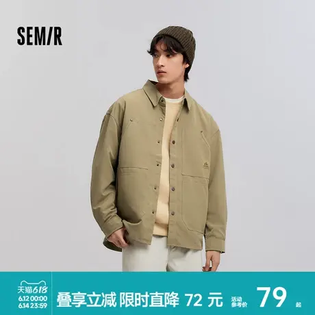 森马长袖衬衫男外穿式衬衣复古户外工装外套2025春季新款上衣宽松商品大图