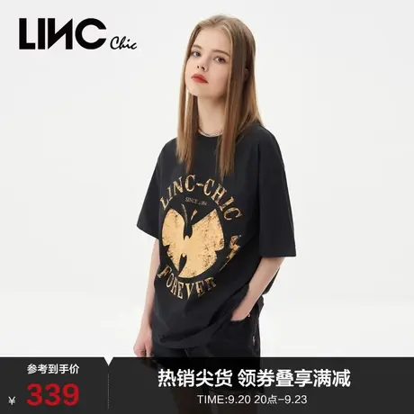 LINCCHIC金羽杰T恤女2023新款千禧风格印花短袖女T恤S232TS232Y商品大图