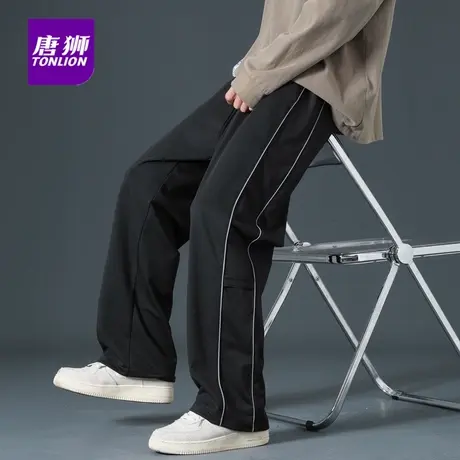 唐狮男士夏季薄款港风街头运动阔脚直筒长裤潮牌休闲卫裤子秋冬AP商品大图