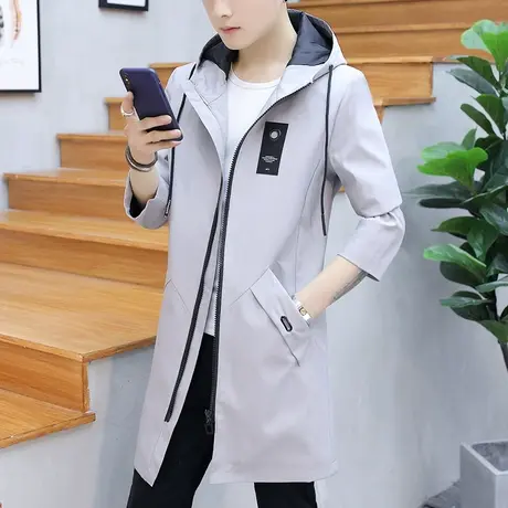 中长款风衣男秋衣2023新款男装春秋修身帅气风衣外套男士休闲披风图片