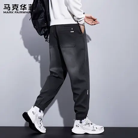 马克华菲牛仔裤男士宽松百搭潮牌束脚裤2025新款春秋季弹力休闲裤商品大图
