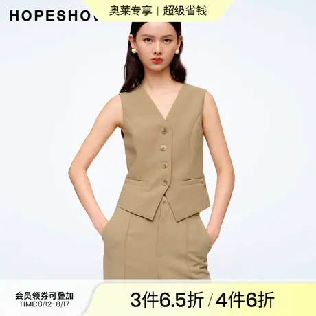 红袖outlets春季新款女装复古单排扣V领西装马甲图片