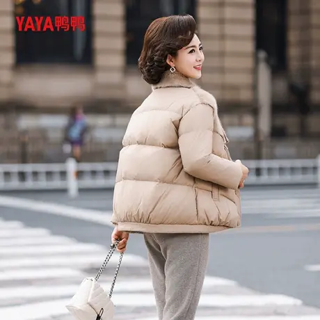 YAYA鸭鸭羽绒服女2025新款韩版纯色短款休闲时尚户外保暖鸭绒外套商品大图