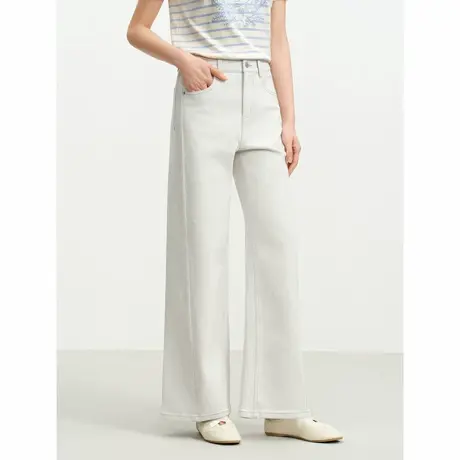 JUZUI玖姿cleanfit侧缝前移牛仔阔腿裤女2026春季新款JTGC121059图片