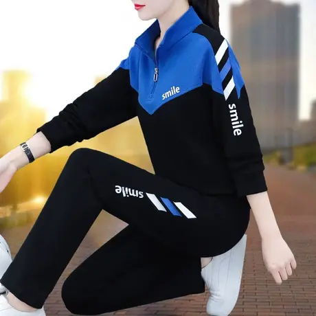 恋上17号立领运动休闲服套装中年妈妈2023春秋女款大码百搭跑步卫图片