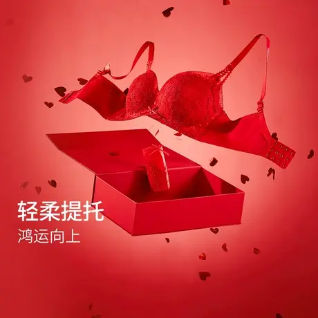 2023新品都市丽人小胸聚拢无钢圈小花心棠梨花蕾丝女文胸套装礼盒图片