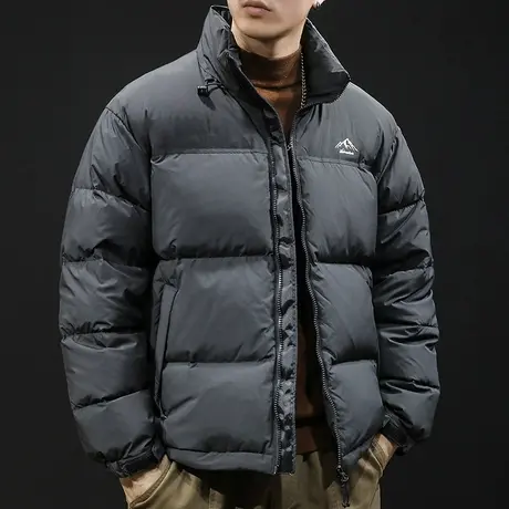 无帽立领羽绒服男冬季2023新款潮牌大码男士外套轻薄加肥加大面包商品大图