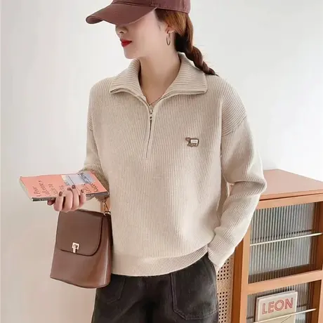 女装半拉链毛衣女秋冬2023新款爆款冬季洋气内搭针织打底衫上衣图片