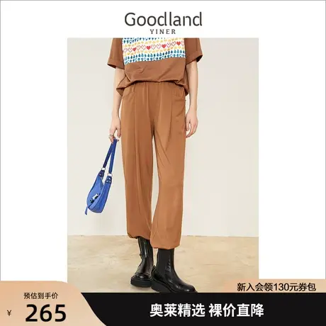 音儿美地女装2022夏季新款复古宽松弹力收脚休闲长裤商品大图