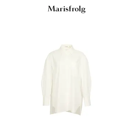 【都市通勤】玛丝菲尔2023年春季新款白色设计感时尚长袖衬衫上衣商品大图