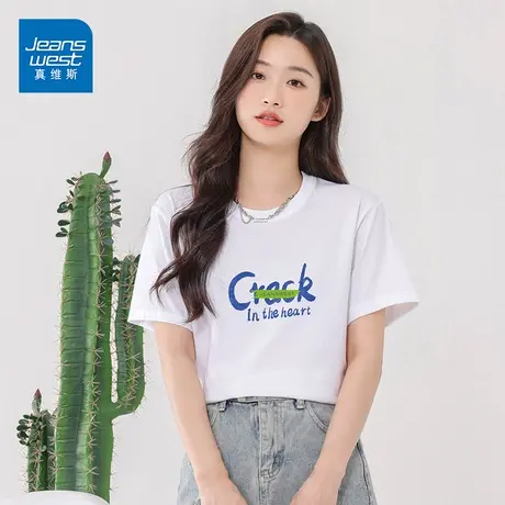 JO真维斯纯棉t恤女短袖2023年新款夏季时尚韩版宽松学生ins上衣女图片