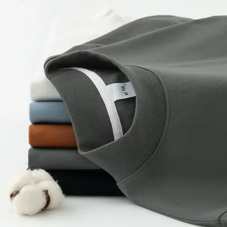 380g重磅长袖t恤男秋冬半高领打底衫加厚款内搭纯色秋衣中领小衫商品大图