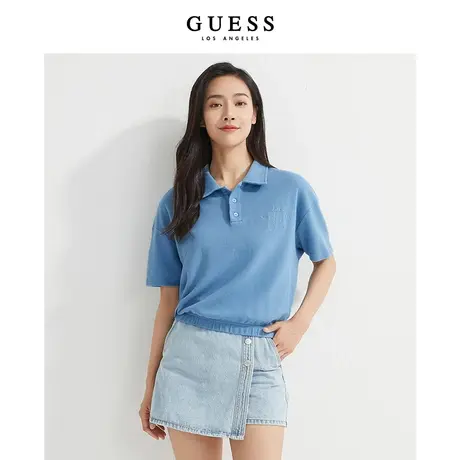 【38上新季】GUESS女士甜辣设计感修身收腰polo领短袖T恤上衣商品大图