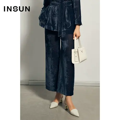 INSUN恩裳夏季波点亮葱轻薄直筒正裤商品大图
