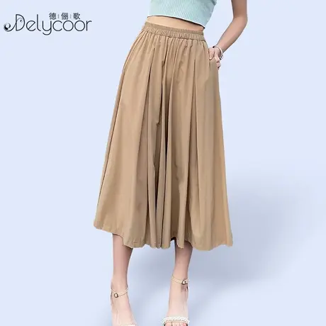 高腰伞裙雪纺阔腿裤女夏季大摆垂感宽松九分裤裙休闲中长款裙裤薄图片