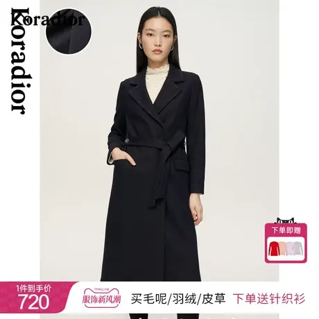 珂莱蒂尔年新款羊毛呢大衣女呢子外套中长款百搭收腰时尚气质图片