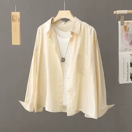休闲衬衫外套女2024新款小个子长袖衬衣法式别致漂亮小衫短款上衣商品大图