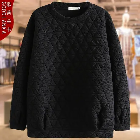 中老年女人秋冬装夹棉卫衣洋气时尚加肥加大码女宽松加厚妈妈外套商品大图