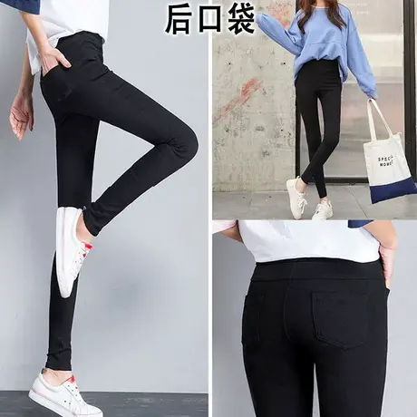 高腰打底裤女夏薄款黑色小脚黑裤2025新款春秋显瘦弹力外穿铅笔裤图片