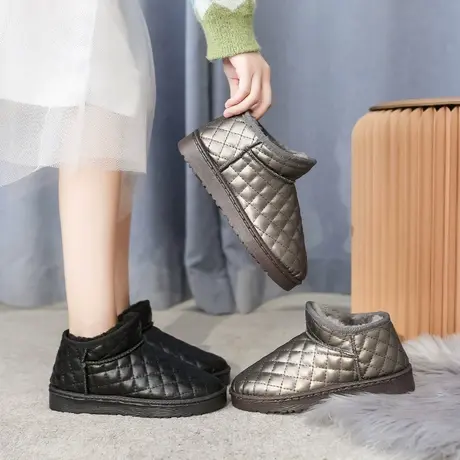 雪地靴女加绒东北短靴保暖雪地棉鞋2024面包鞋短筒可爱懒人一脚蹬图片