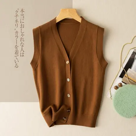 针织马夹V领背心文艺复古针织上衣马甲春秋毛衣外搭2021秋季新款商品大图