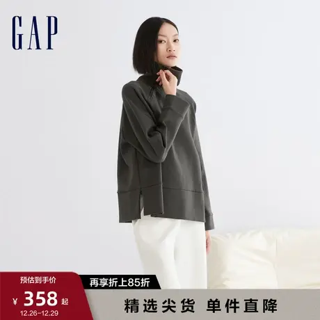 【断码优惠】Gap女装冬LOGO太空棉半高领卫衣高级宽松上衣840928图片