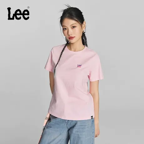 Lee24春夏新品标准版圆领渐变Logo印花女短袖T恤休闲LWT0082294LE图片
