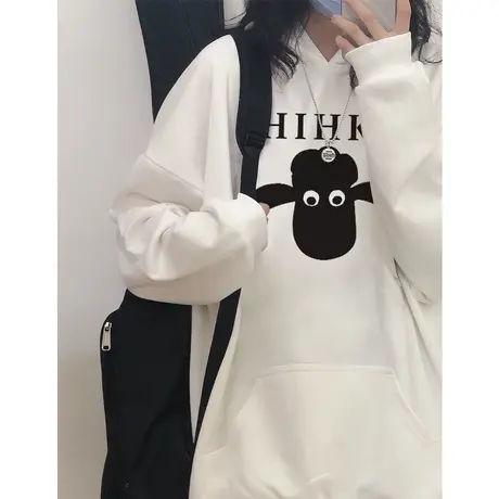 oversize艺术生风格卫衣女ins潮牌春秋薄款宽松chic港风连帽外套商品大图