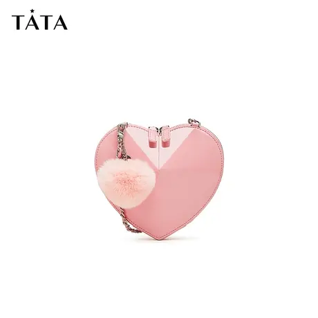 Tata他她甜美粉色斜挎包女爱心简约手提包单肩包2024春新X3289AX4商品大图
