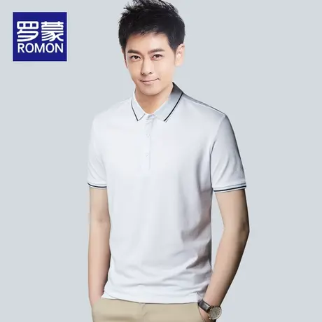 罗蒙POLO衫男士短袖t恤翻领夏季潮牌纯色2022新款冰丝半袖上衣服图片