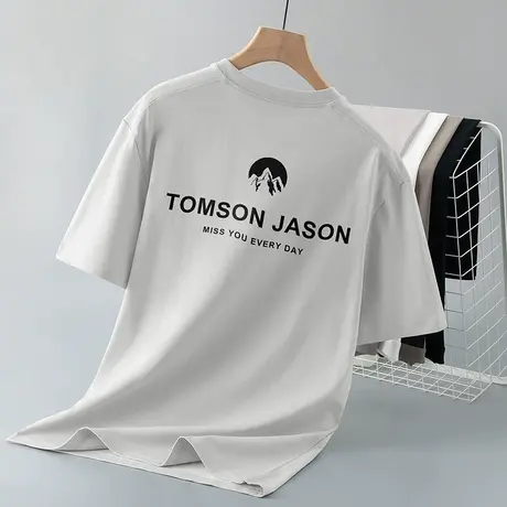 250g重磅纯棉t恤男短袖美式潮流圆领上衣服宽松全棉半袖印花体恤商品大图