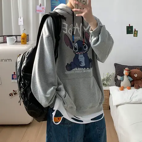 连帽卫衣男港风韩版潮流秋冬季学生卡通印花外套宽松2023百搭外衣商品大图