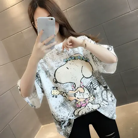 女装2023年新款秋季秋装纯棉短袖T恤宽松上衣服设计感打底衫爆款图片