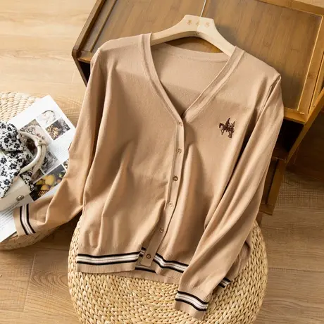 享永子针织开衫女春秋通勤文艺复古春季毛衣外套宽松显瘦2023新款图片