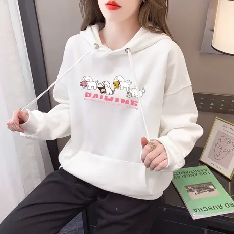 连帽卫衣女oversize2023秋冬新款美式复古慵懒风套头宽松大码上衣图片