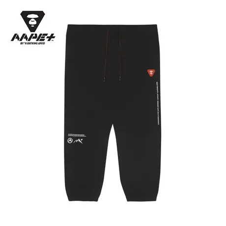 AAPE+运动男装秋款猿颜纯色字母印花抽绳束脚长裤6875XXI商品大图