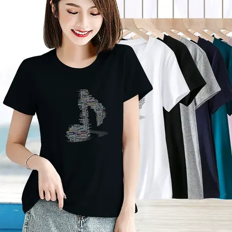 纯棉短袖t恤女夏款2023年新款夏季正肩修身夏装半袖夏款女装上衣图片