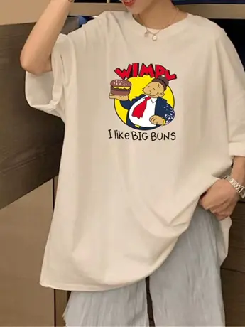 简约风休闲t恤女大码oversize夏季百搭短袖ins潮仿棉宽松白色上衣图片