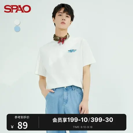 SPAO男士T恤夏季新款印花宽松休闲圆领短袖T恤SPRPC36H27商品大图
